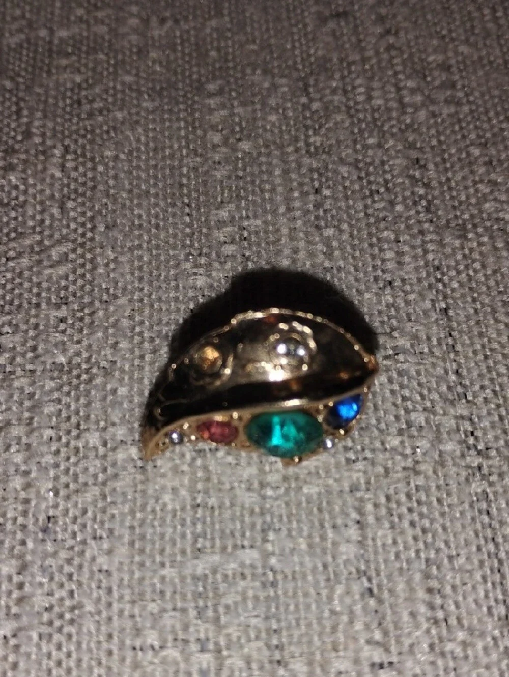 Gold-Tone Multicolor Crystal Leaf Pin - Emerald, Sapphire & Ruby Accent